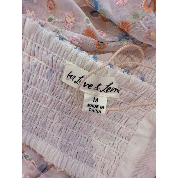 For Love And Lemons Puff Sleeve Embroidered Crop Top NWT - Size M - Picture 6 of 9